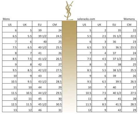 ysl shoes size chart.